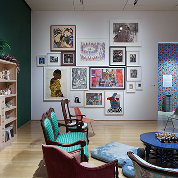 A view of the Salon for Possible Futures installation at the Nerman.