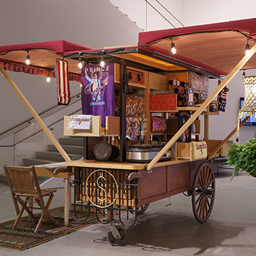 a rolling cart designed by Carlos Rolon on display at the Nerman Museum of Contemporary Art