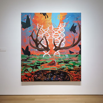 A painting on view at the Norman Akers exhibit at the Nerman Museum