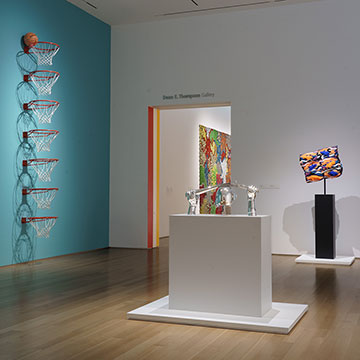 a view of the Sport and Spectator exhibition at the Nerman Museum