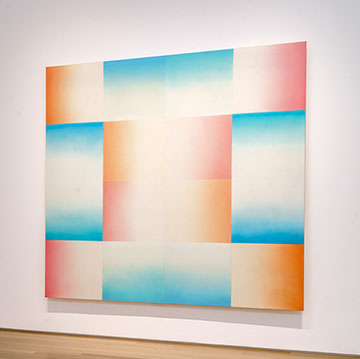 Big Blue Pink by Judy Chicago on display at the Nerman Museum